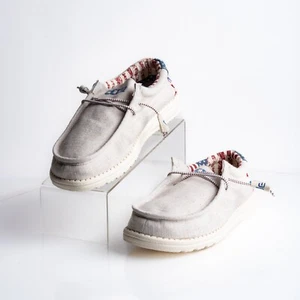 Hey Dude Herren Wally Off White Patriotische Schuhe Slipper Flagge USA US 8 EU 41 NEU - Bild 1 von 8