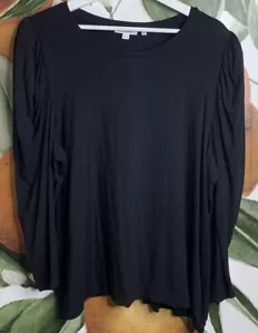 Chicos Size 3 US XL Black Pleated Sleeves Jersey Knit Blouse Top - Picture 1 of 6