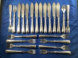 22pc Württembergische Metallwarenfabrik WMF Silverplate Fish Set Forks Knives - Picture 1 of 10