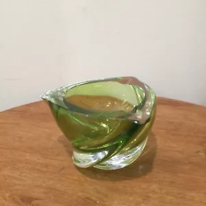 Crystal Light Green Ashtray By Val Saint Lambert Mid 20th Century Signed - Picture 1 of 15