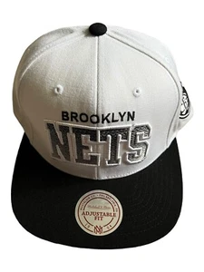 Neu Mitchell & Ness NBA Brooklyn Nets Snapback Mütze weiß schwarz - Bild 1 von 4
