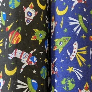 Telas de polialgodón para niños - Rocket Man - Elección de color - 45"/115 cm de ancho - Imagen 1 de 7