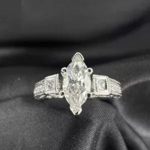 18K WHITE GOLD 1CTW MARQUISE CUT DIAMOND ENGAGEMENT RING (AD2001002) - Picture 1 of 10