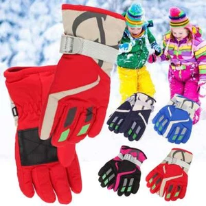 Winter Boys Girls Outdoor Snow Skating Snowboarding Windproof Warm Ski Gloves - Picture 1 of 16