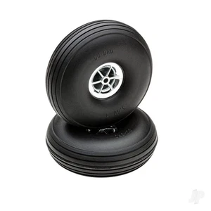 Dubro 3-1/2in Diameter Chrome Treaded Wheels (2) For RC Model Planes - Picture 1 of 3