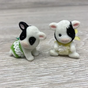 Vintage Sylvanian Families Cow Twins Baby Fresian Calico Critters Epoch - Picture 1 of 6