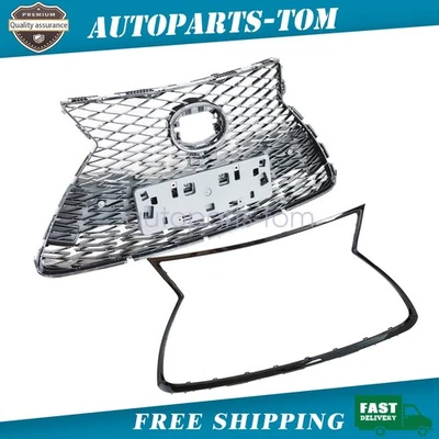 Parrilla delantera negra brillante con moldura cromada Fit Lexus NX300 NX300h Base 2018-2021 Foto 1 de 4