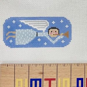 Birds of a Feather Handpainted Needlepoint Canvas Christmas Angel in Blue Folk - Picture 1 of 1