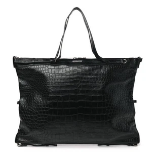 Borsa da viaggio/borsa da viaggio grande convertibile SAINT LAURENT in pelle di vitello coccodrillo goffrata - Foto 1 di 9