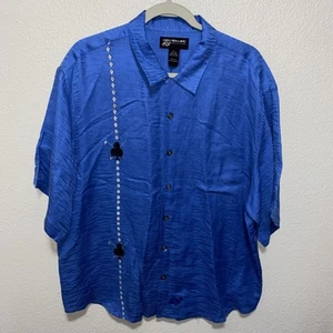 High Roller Fashions Herren Button Down Hemd Gr. XL Blau Seide/Leinen Mischung - Bild 1 von 5