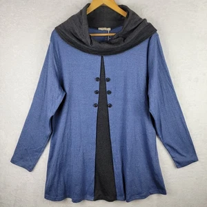 Bebonnie 2X Strick Oberteil Langarm Wasserfallausschnitt Pullover Tunika blau grau Freizeit - Bild 1 von 9