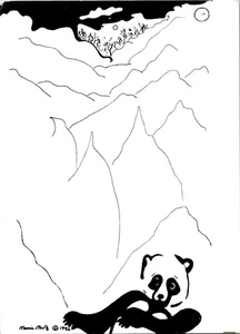en and Ink postcards by Marcia J Maltz Panda / sky SEE PICTURES 902 - Picture 1 of 4