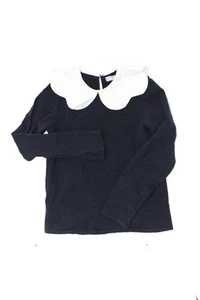 La Coqueta Girls Collared Long Sleeves Cotton Blouse Navy Blue Size 10 - Picture 1 of 4