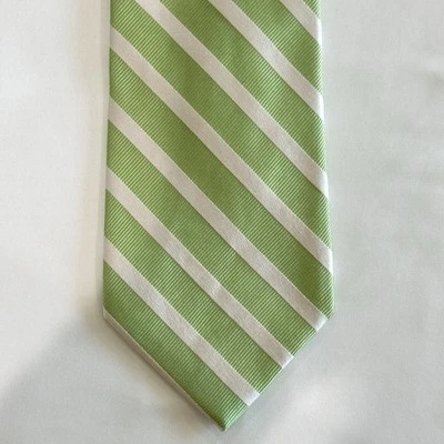 Corbata clásica Merona para hombre vibrante verde blanco diagonal a rayas seda Foto 1 de 4