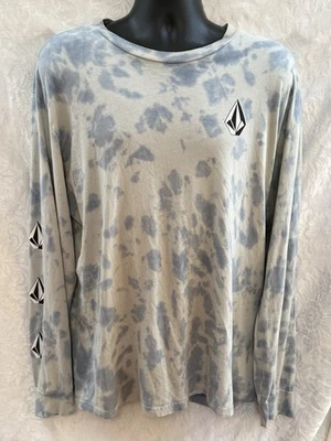 VOLCOM Men’s LONG SLEEVED Logo T-Shirt~Size XL~COTTON Lt BLUE/White TIE DYE - Image 1 of 4