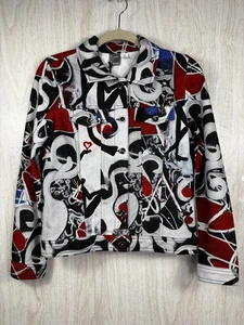 Simply Art by Dolcezza Abstract NWT Jacket Red Black White Cotton Blend Size S - Picture 1 of 8