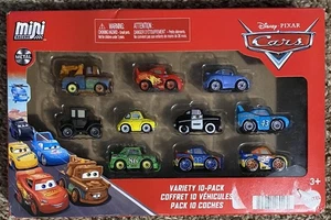 DISNEY PIXAR CARS MINI RACERS GRC METALLIC LIGHTNING MCQUEEN 10 PACK - B1 - Picture 1 of 2