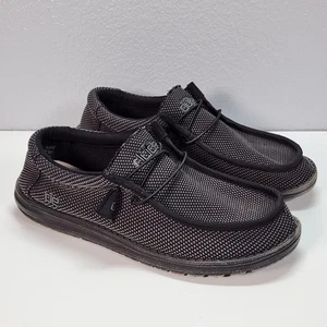 Hey Dude Wally L Sox Shoes Men Size 10 Black / Gray Loafers Comfort Slip On - Picture 1 of 11