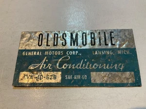 Vintage Oldsmobile Klimaanlage Typenschild. General Motors Corp. Lot 36-A8 - Bild 1 von 3