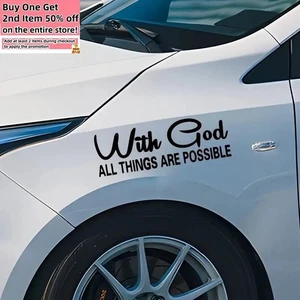 With God , All Things Are Possible - Auto Decal Car Truck Window Vinyl Sticker - Foto 1 di 8