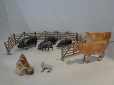 DE COLECCIÓN GRAN Bretaña.escena agrícola.cerdos, cercas, novillos, mujer con cubo, cordero. Foto 1 de 4