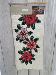 The Farmhouse Christmas Table Runner Rachel Ashwell Quilted Poinsettia Holiday - Picture 1 of 10