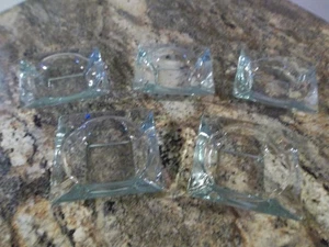 Lote De 5 Ceniceros Cuadrados Anchor Hocking Vidrio Transparente 4.75" De Colección - Imagen 1 de 7
