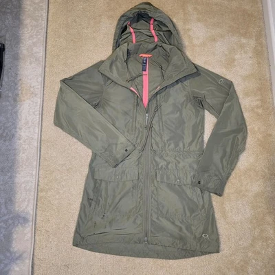 Mountain Hard Wear - Women's XS Army Green Rain Coat with pink trim - Image 1 of 4