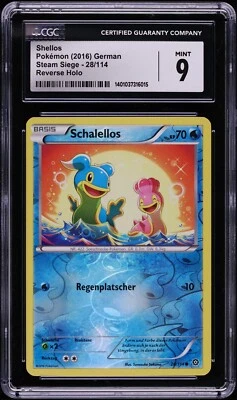 2016 Pokemon German XY Steam Siege Reverse Holo Shellos #28 CGC 9 MINT - POP 2! - Image 1 of 2