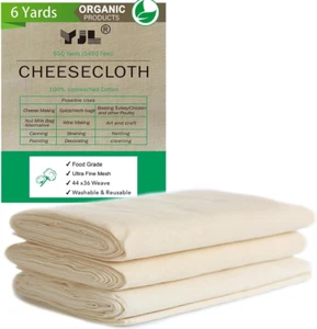 Cheesecloth for Straining, 54 Sq Feet, 100% Cotton Grade 90 Unbleached Cheeseclo - Picture 1 of 12