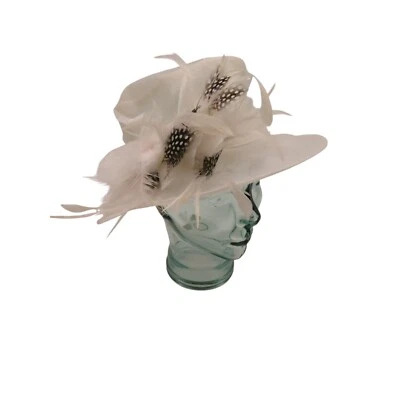 SOMBRERO BLANCO ALA ANCHA PLUMA OCASIÓN DECLARACIÓN SOMBRERO SOMBRERO LOCO DE COLECCIÓN Foto 1 de 4