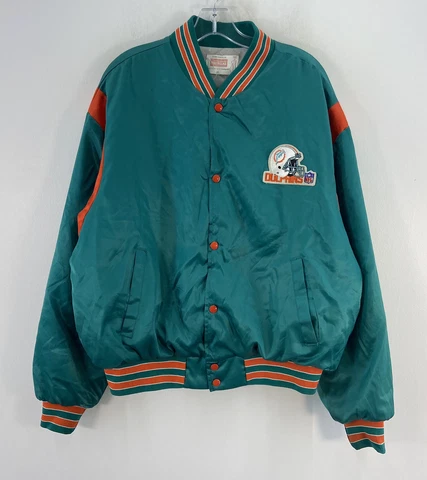VTG USA Swingster Blue NFL Miami Dolphins Snap Button Bomber Jacket Mens XL Cover