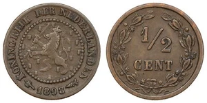 Netherlands - 1/2 Cent 1898 - Key Date - Picture 1 of 3