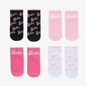 NWT Barbie Girls Ankle Socks Set of 4 Size 1-4 US /  M kids size - Picture 1 of 9