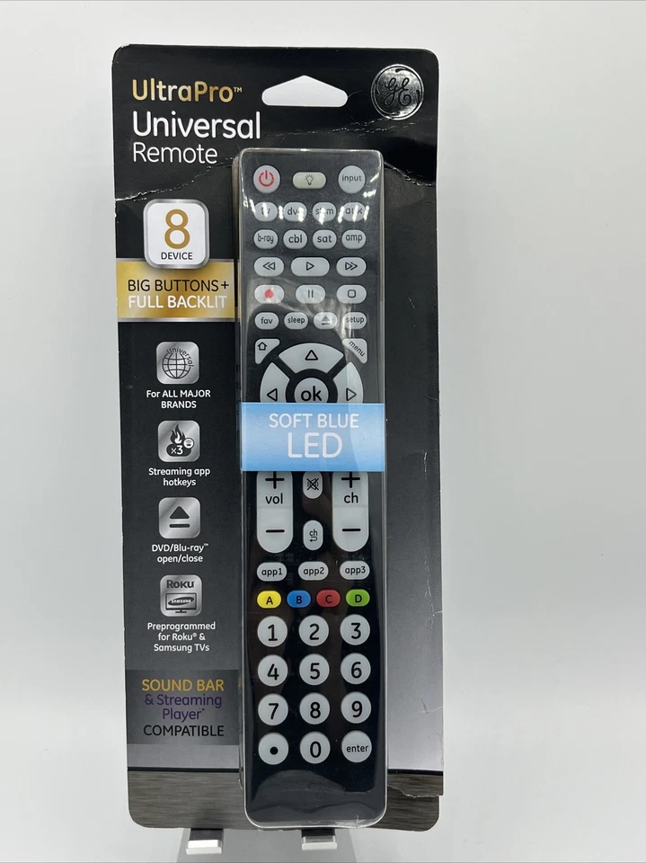 GE 37123 UltraPro UNIVERSAL REMOTE CONTROL Up To 8 Devices TV DVR Apps Functions - Image 1 of 4