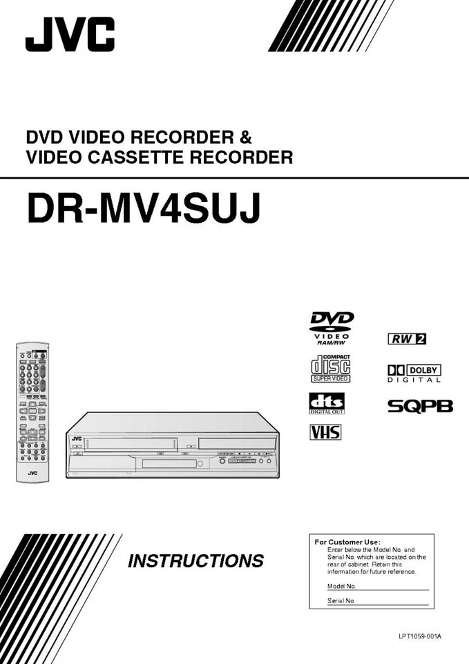 JVC DR-MV4SUJ DVD Recorder Owners Instruction Manual Reprint - Image 1 of 1