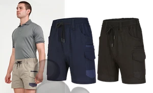 Mens Stretch Cotton Drill Work Shorts Size 72-127 Navy Black Khaki Cargo Ladies - Picture 1 of 17