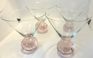 Vintage Pink Martini Glasses Controlled Bubble Paperweight 5.5" T Set Of 4 - Picture 1 of 5
