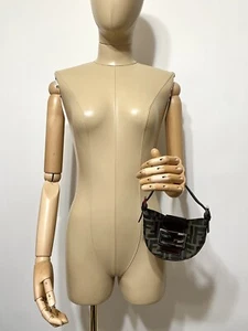 Vtg Fendi Brown Zucca Canvas Croissant Bag - Picture 1 of 16