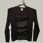 Willow Bay Womens Shirt Small Black Long Sleeve Sweater with Sequin Front