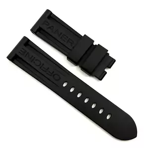 Authentic Officine Panerai 24mm x 22mm Black Rubber Watch Strap Band Tang OEM - Picture 1 of 7