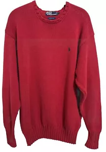 Vintage Polo Ralph Lauren Knit Sweater Mens Extra Large Red Cotton Polo Pony XL - Picture 1 of 6