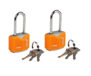 20mm Iron Long Shackle Chrome 2 pcs Plated Padlock with 3 Keys - Picture 1 of 1