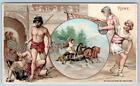 1893 CARTE COMMERCIALE ROME ARBUCKLES SPORTS & PASTIMES OF NATIONS SERIES