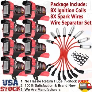 Ignition Coil & Spark Plug Wire Set for Chevy Silverado GMC 4.8L 5.3L 6.0L D585 - Picture 1 of 13