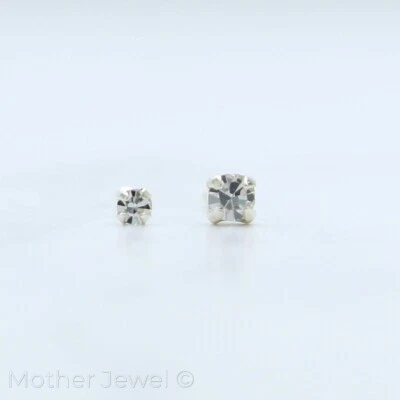 925 STERLING SILVER SMALL & MEDIUM SIMULATED DIAMOND NOSE PIERCING BONE STUD - Изображение 1 из 4