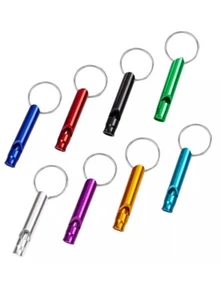 Self Defense Alert Emergency distress whistle aluminum keychain Boating SOS RAPE - Picture 1 of 3