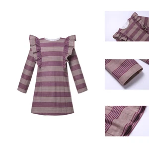 Spanish Girls Autumn Stripe Ruffle Holiday Dress Size 2 3 4 5 6 8 10 12 - Picture 1 of 12