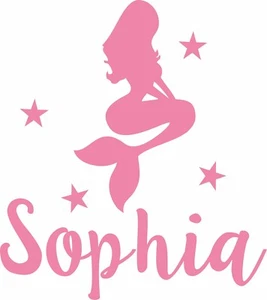 Personalised Name Mermaid Wall Sticker Kids Bedroom Custom Girls Decal - Picture 1 of 3