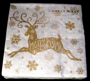 Molly & Rex 40 Papier Lunch Servietten Frohe Weihnachten Hirsch 16219 Punch Studio - Bild 1 von 2
